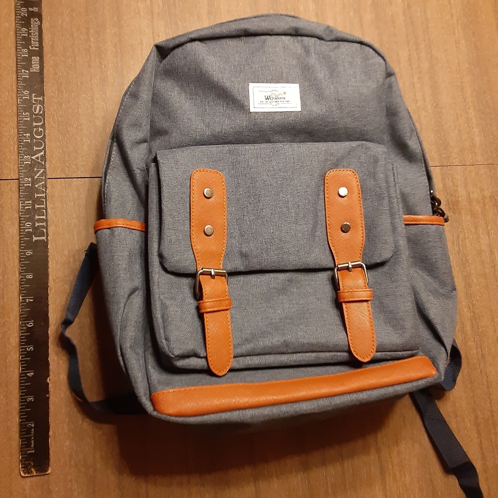 Canvas and leather laptop backpack school everyday